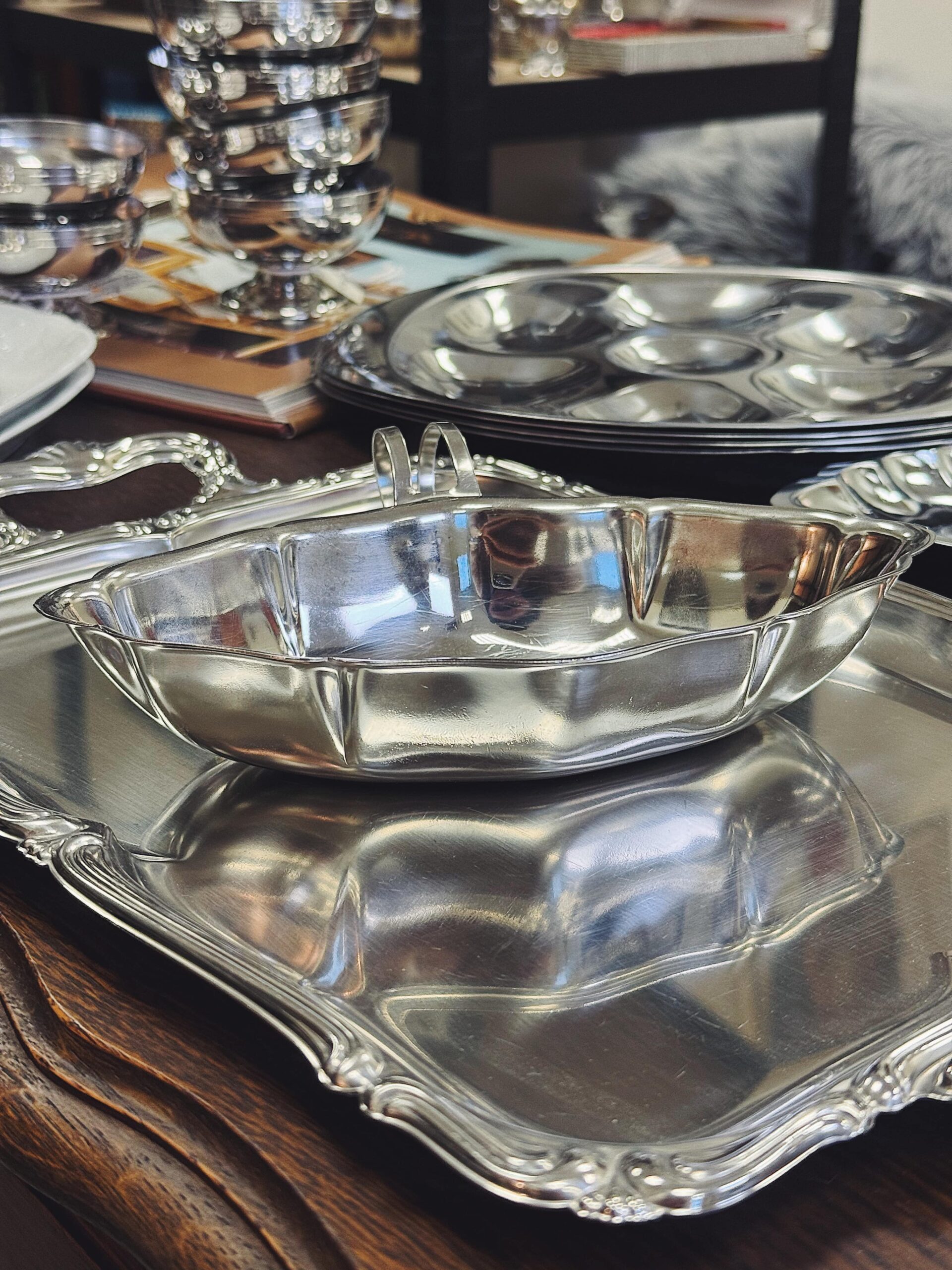 Prancūziškas nerūdijančio plieno serviravimo indelis su rankena - Image 5